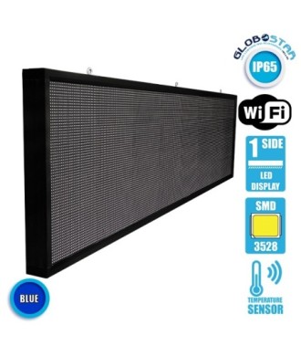 GLOBOSTAR® DISPLAY 90293 Κυλιόμενη Ψηφιακή Επιγραφή P10 Μονής Όψης LED AC 220-240V Αδιάβροχο IP65 Μπλε - WiFi Control μέσω FK APP - Αισθητήρας Θερμοκρασίας & Υγρασίας - Μ264 x Π9 x Υ72cm - 2 Χρόνια Εγγύηση